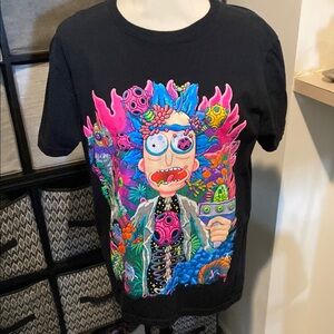 Black Graphic T-Shirt with Colorful Design